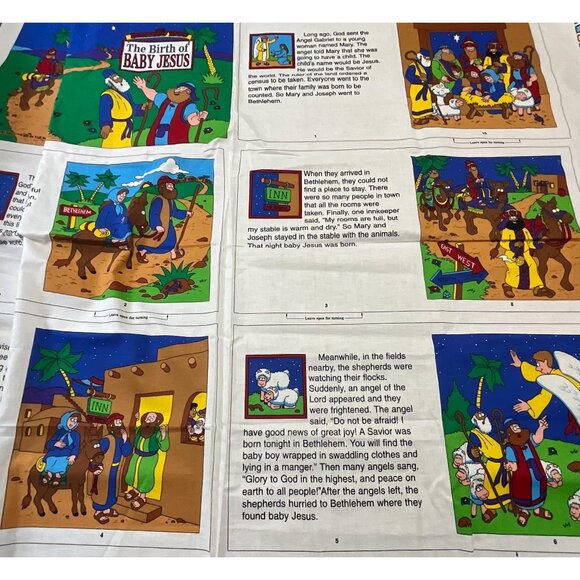V.I.P. Cut & Sew Fabric Panel The Beginners Bible Baby Jesus Soft Sculpture Book - Picture 1 of 3